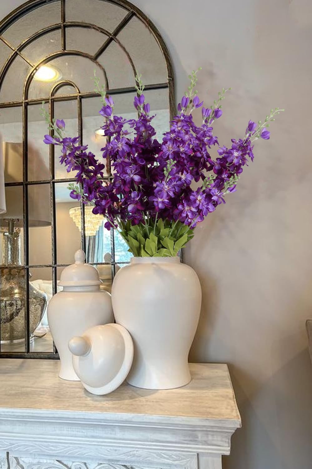 6PCS Purple Delphinium Artificial Flowers 33″ Long Stem Larkspur Silk Flowers…