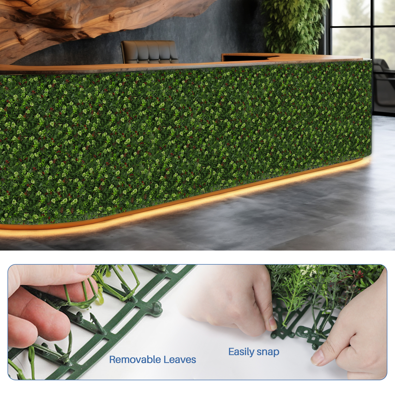20×20″ Artificial Plants Mats 3D Mixed Greenery Flowers Wall Hedge Decor Panel
