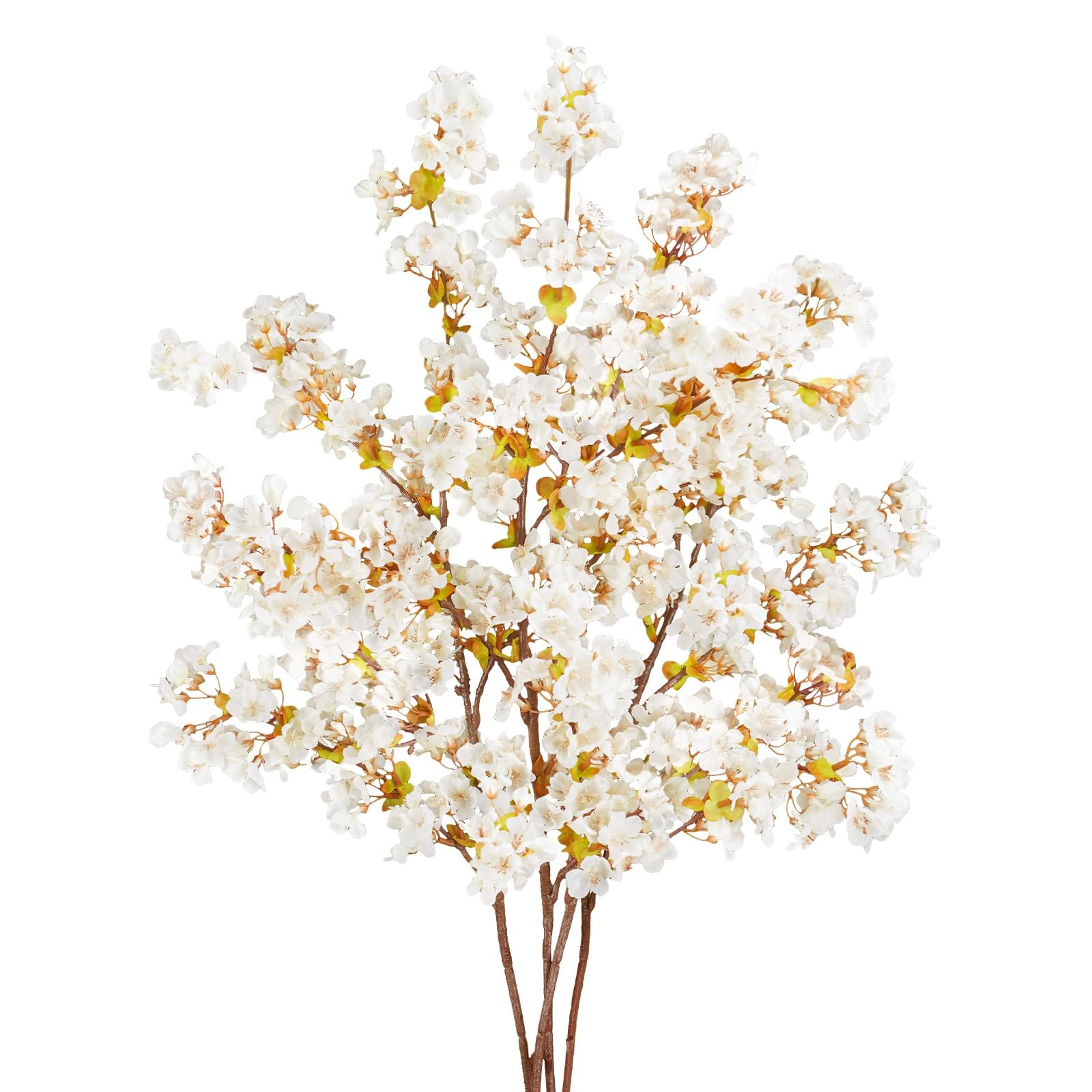 4 Pieces White Cherry Blossom Branches, 39.3″ Silk Faux Cherry Blossom Flower…