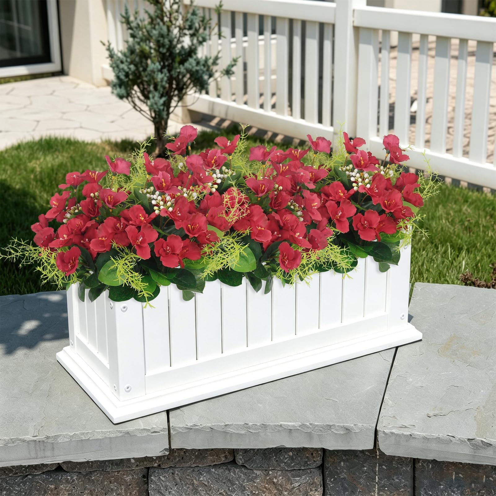 Artificial Hibiscus Flowers for Outdoors Spring Summer Decor 5 Bundles Red Fa…