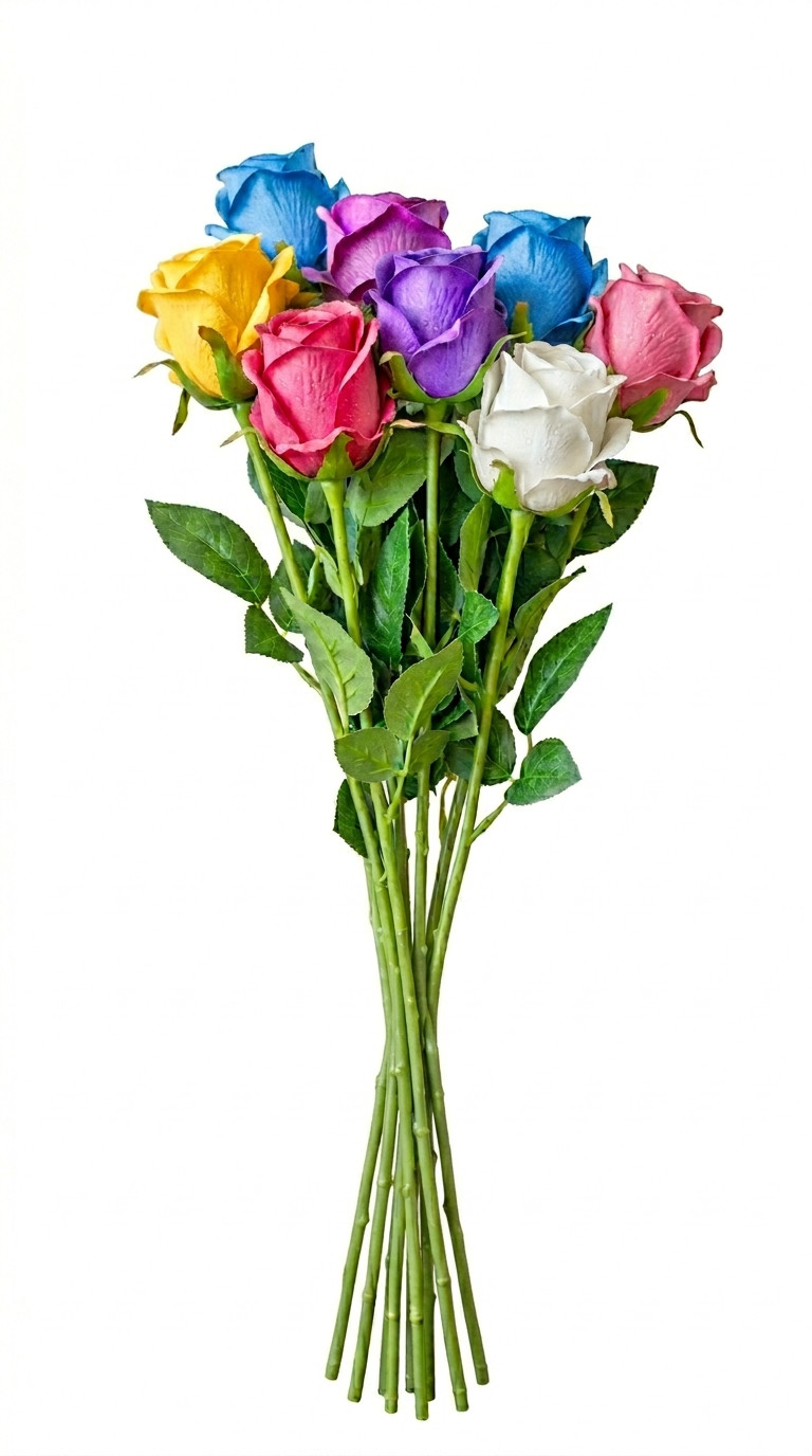 Extra Long Stem Artificial Roses Buds Assorted Color 12 Pcs – 24″ Roses