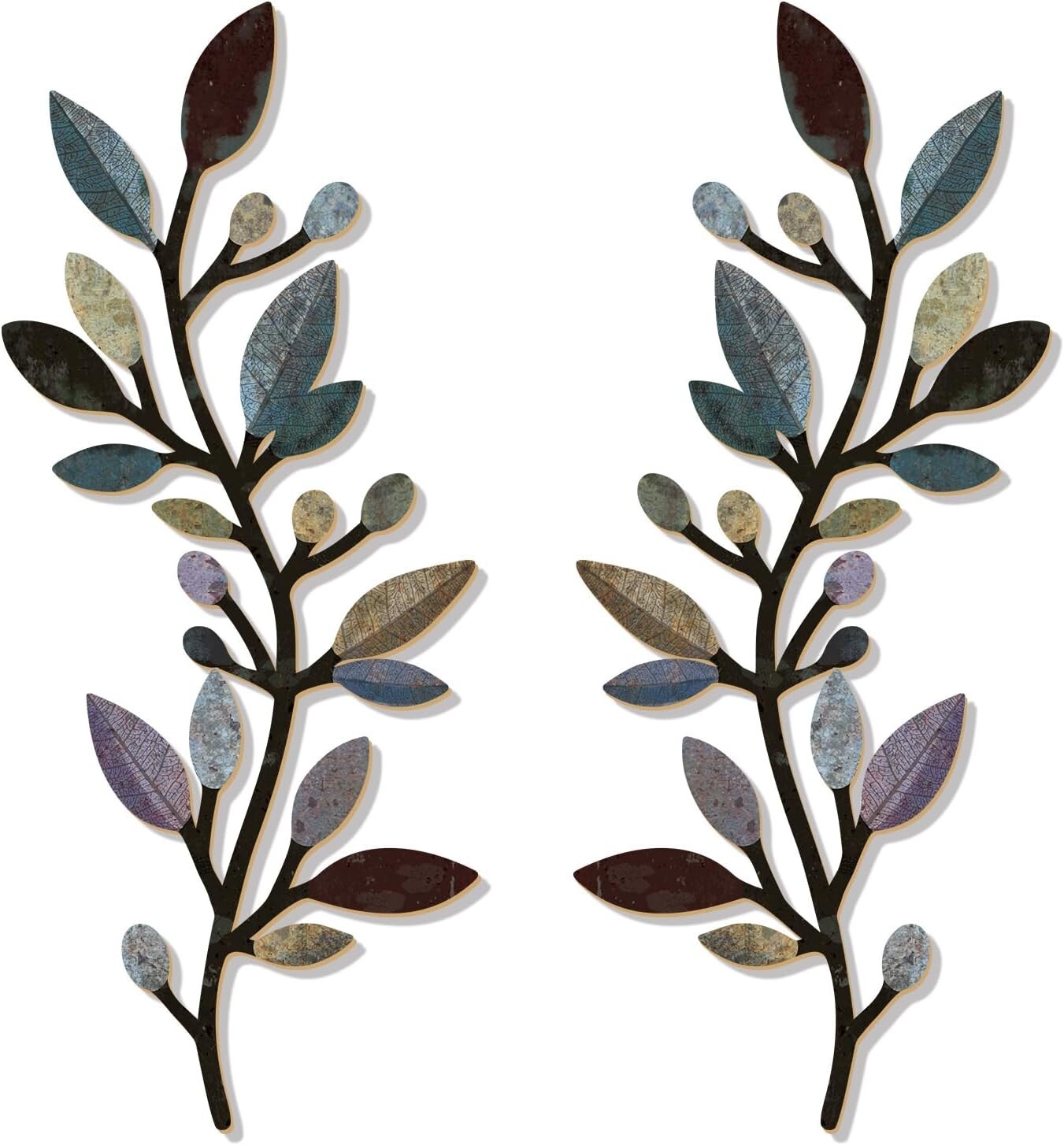 “2 Pcs Colorful Tree Leaf Wall Art Decor Vine Home Wall Decor Olive Branch Leaf
