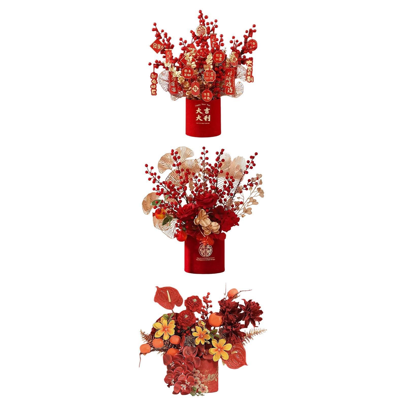 Chinese New Year Decoration Home 2026 Ornament Artificial Red Berry Branches