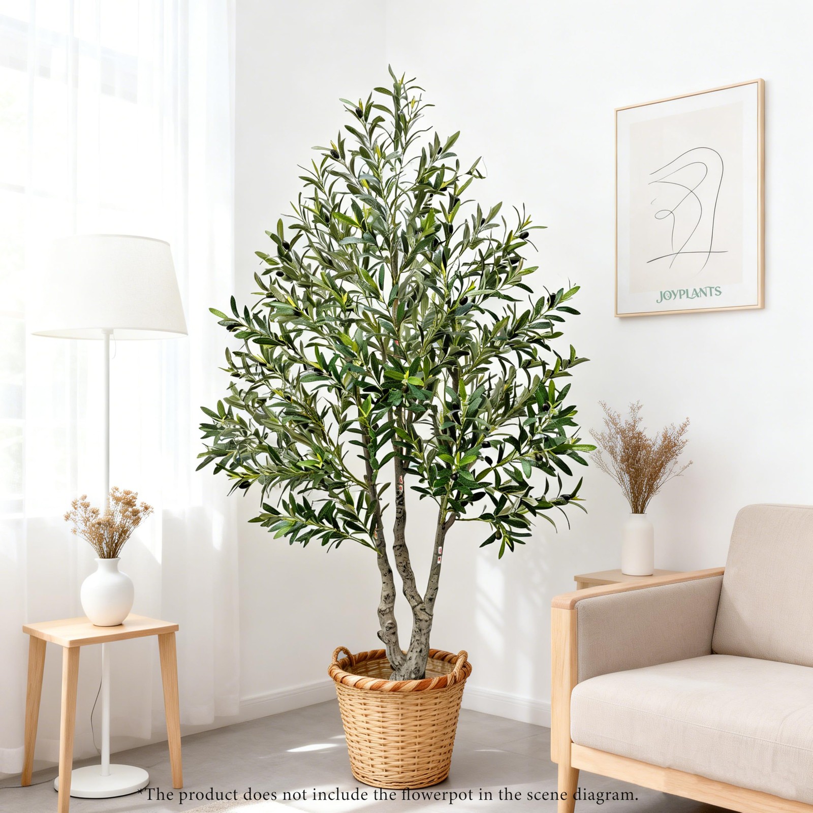 6FT Tall Artificial Olive Tree, Medium Faux Olive Tree Black Pot