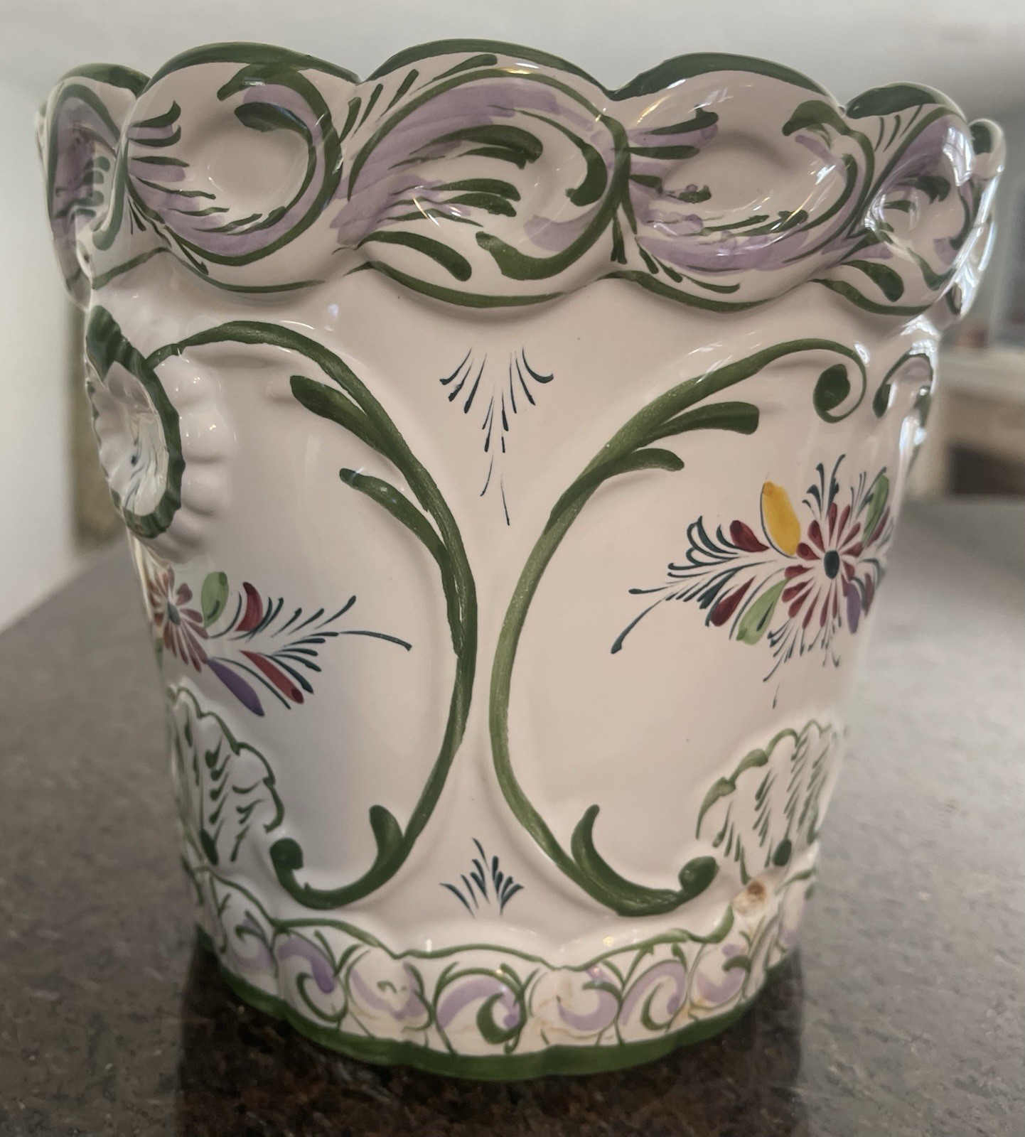 1970s Vintage Hand-Painted Ceramic Planter – Portugal Rare Stamp & No. by RC&CL