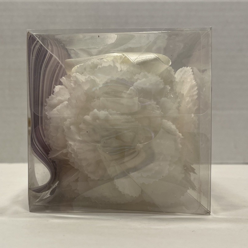 Squared By Colin Cowie Decorative White Floral Balls With Ribbon Hanger NOS