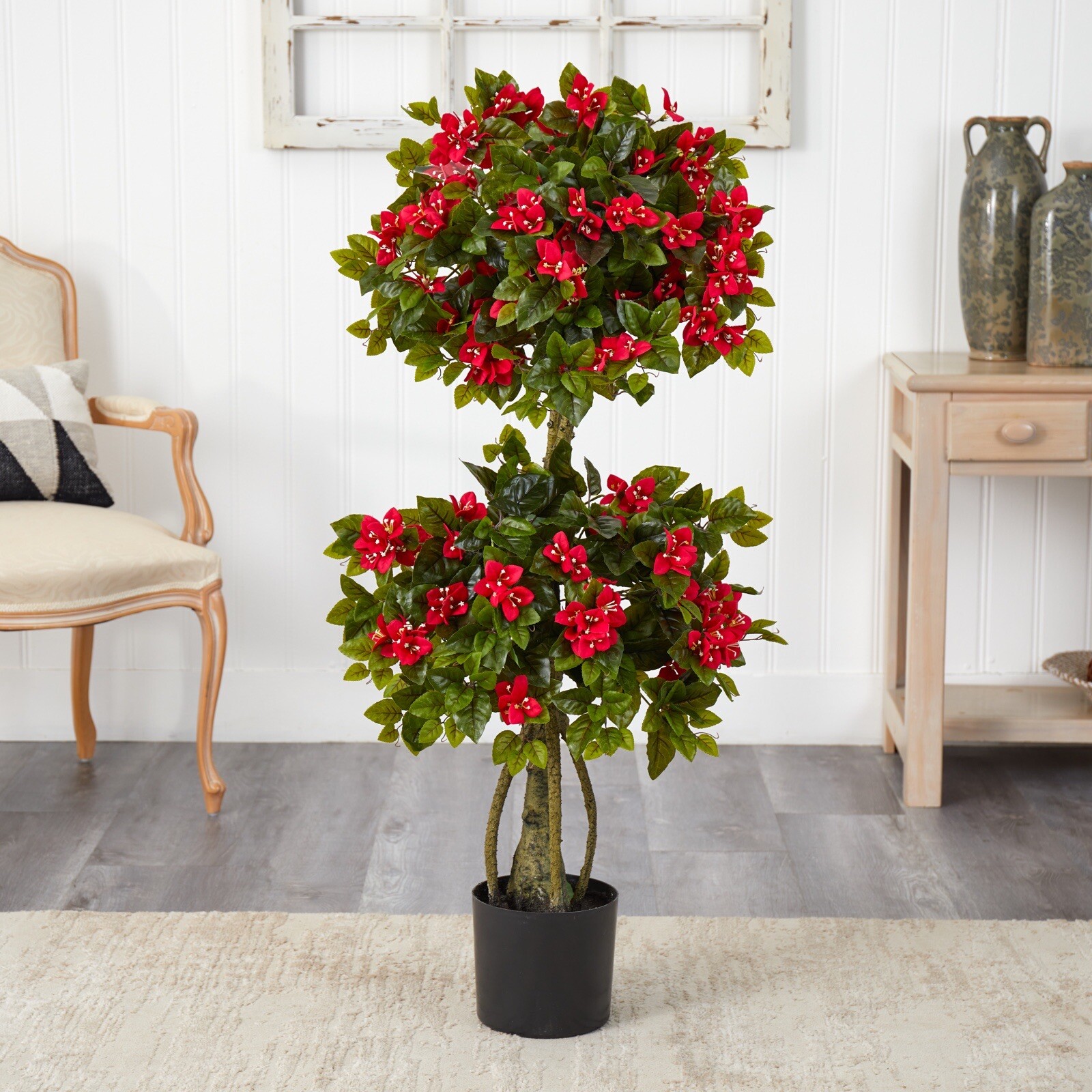 4′ Double Bougainvillea Topiary Tree Home Office Decor (Real Touch). Retail $186