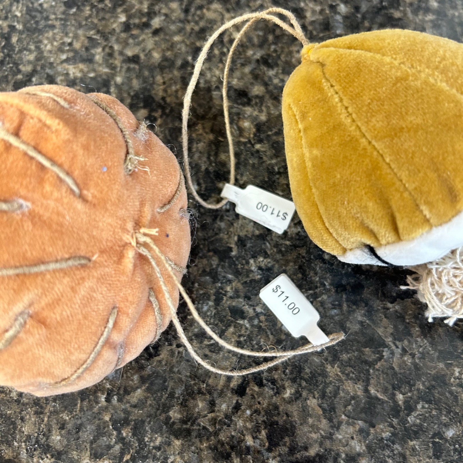 Anthropologie Mushroom Fungi Velvet Plant Ornaments Hanging Decor Pair NWT