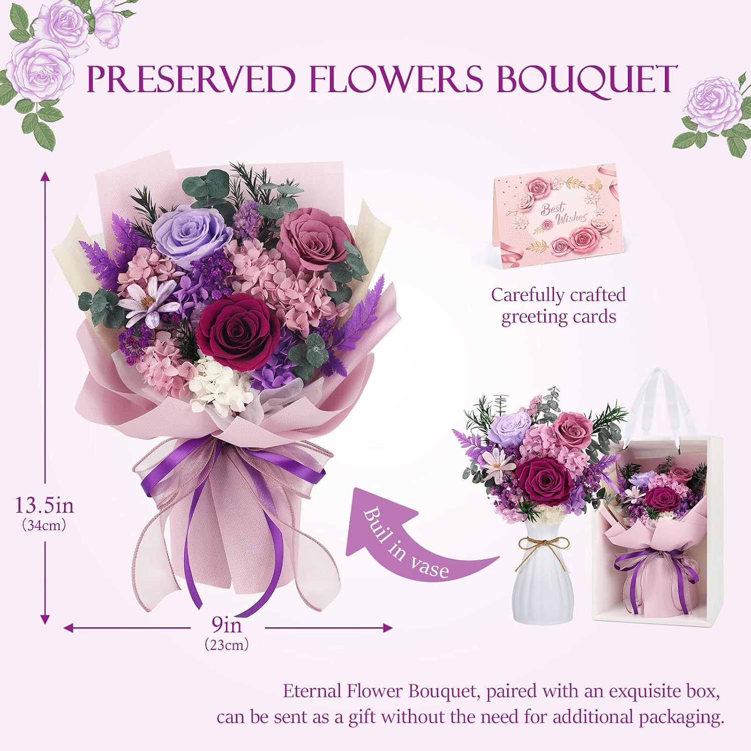 Flowers for Delivery Prime Preserved Flower Bouquet That Last 3-5 Years Real For
