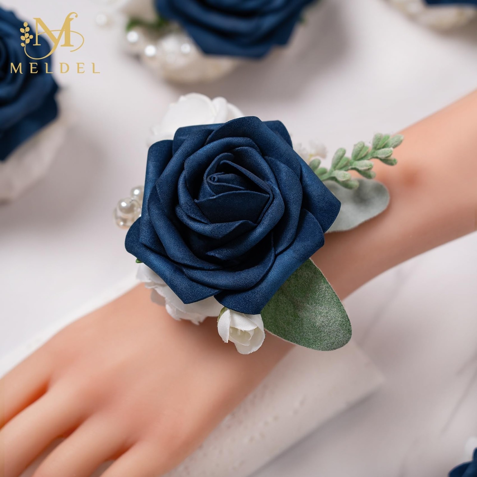 6 PCS Blue Wrist Corsage Prom Flower Girl Mother Wristlet Bridesmaid Wedding