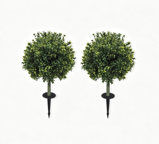 2 Pack 40cm Spherical Artificial Greenery Stake with 16cm Extension Rod
