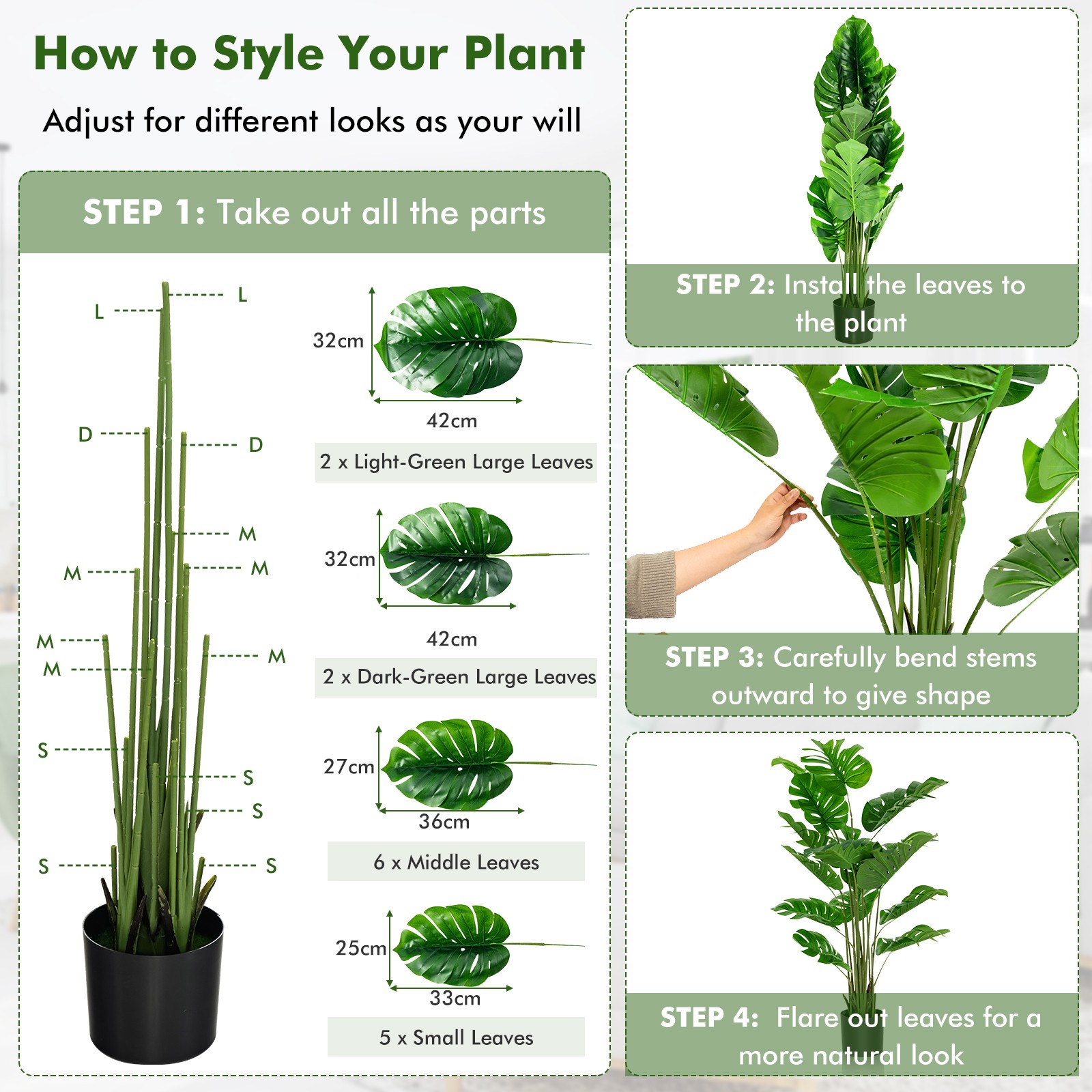 5FT Artificial Tree 2-Pack Faux Monstera Deliciosa Plant for Indoor & Outdoor