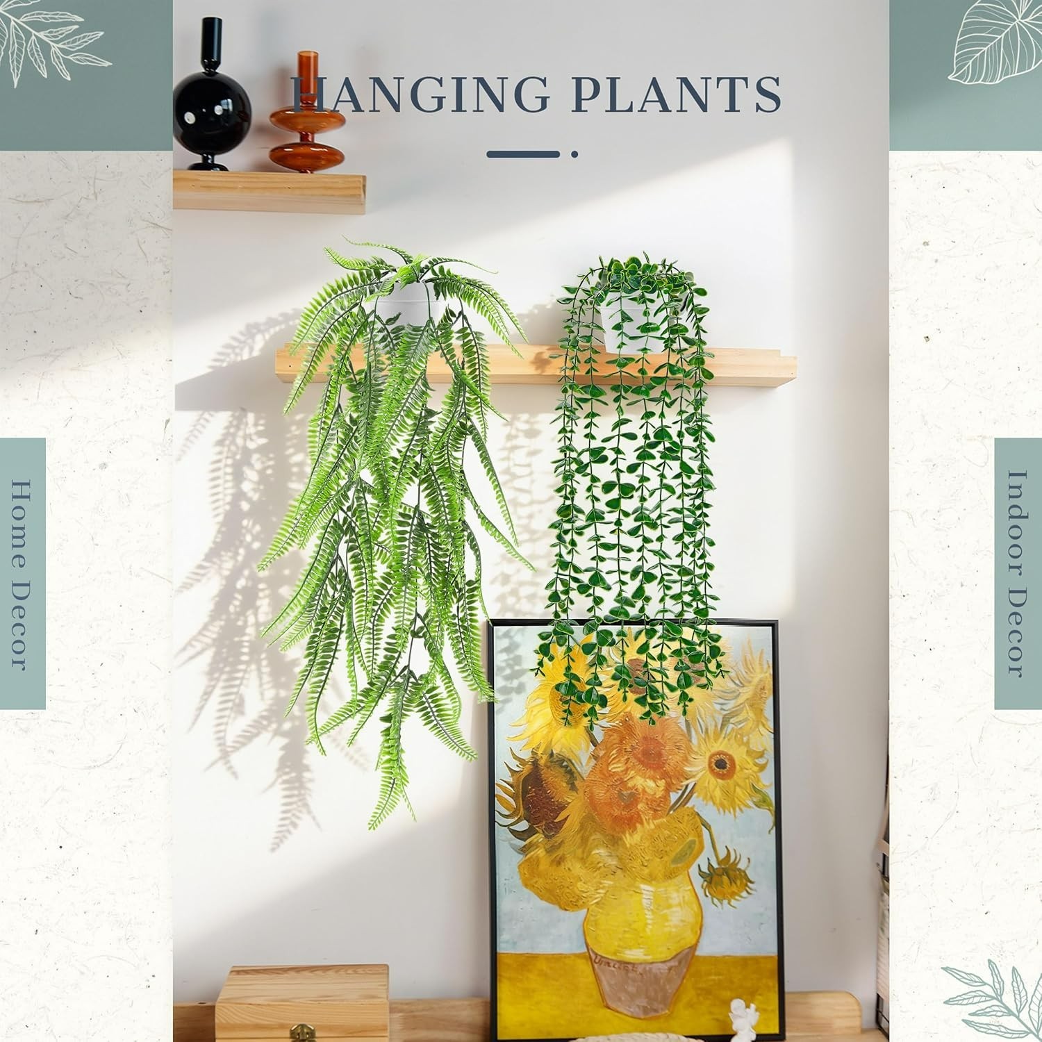 Lifelike Hanging Plants Set of 4 – UV & Water Resistant for Indoor & Outdoor