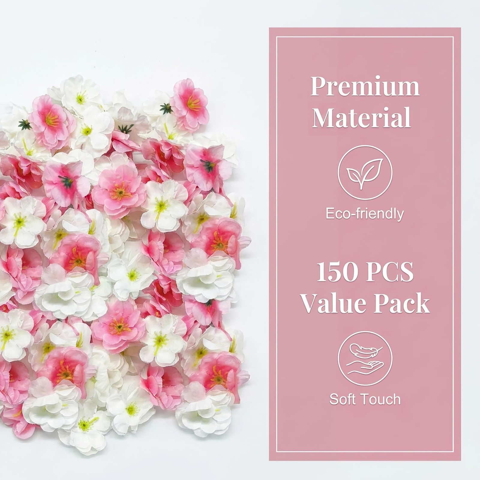 100 PCS Cherry Blossom Artificial Flower Heads Silk Pink White Fake Petals