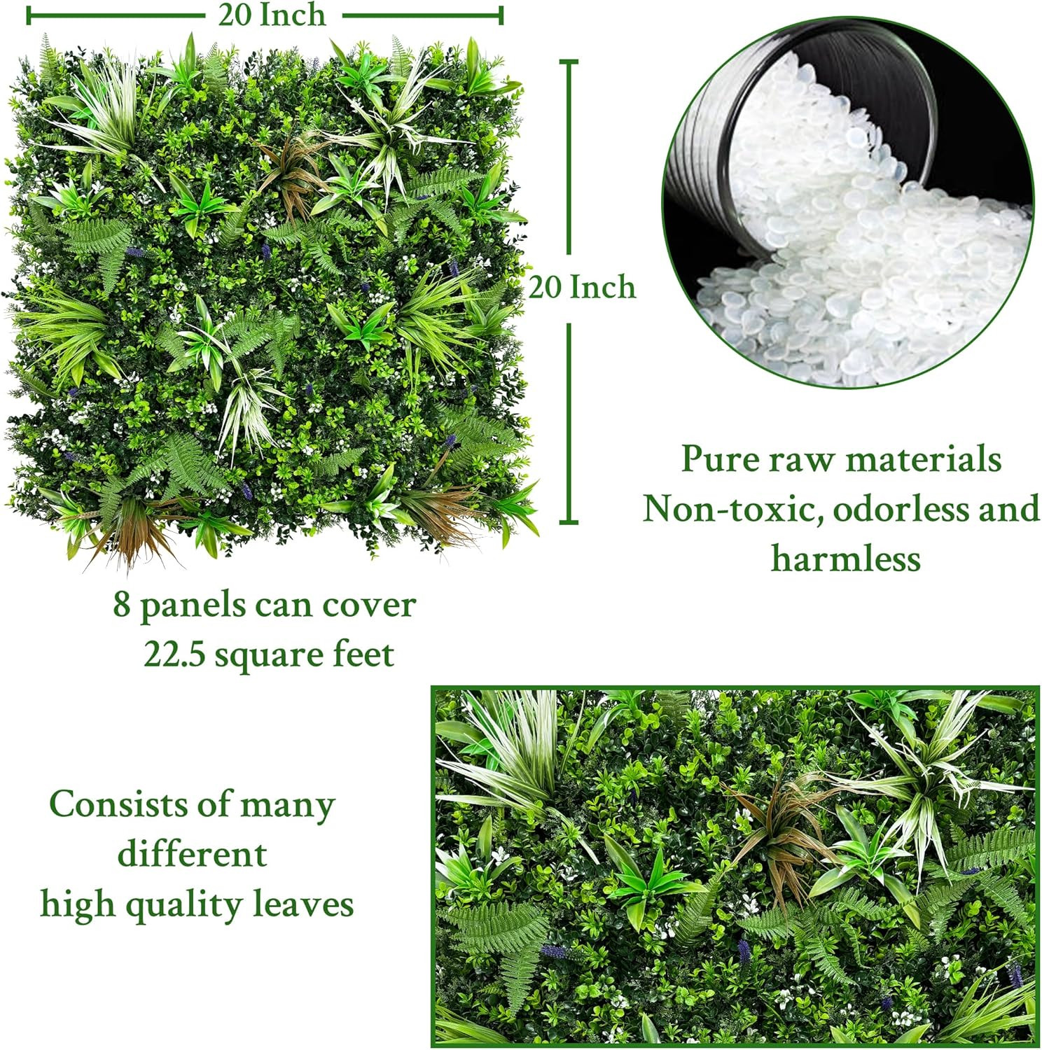 Artificial Boxwood Topiary Hedges Panels: 20” X 20” 8P Uv-Protected Privacy Fa
