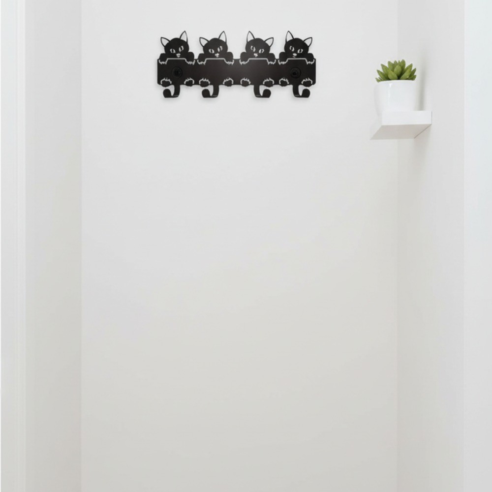 Black Cat-Themed Metal Wall Hook – Durable Home Office Decor Personalized Gift
