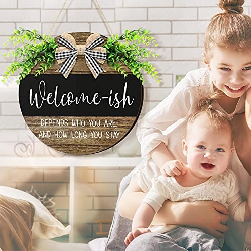 3D Welcome Sign for Front Door, 12 Inch Rustic Retro Style Classic Foliage