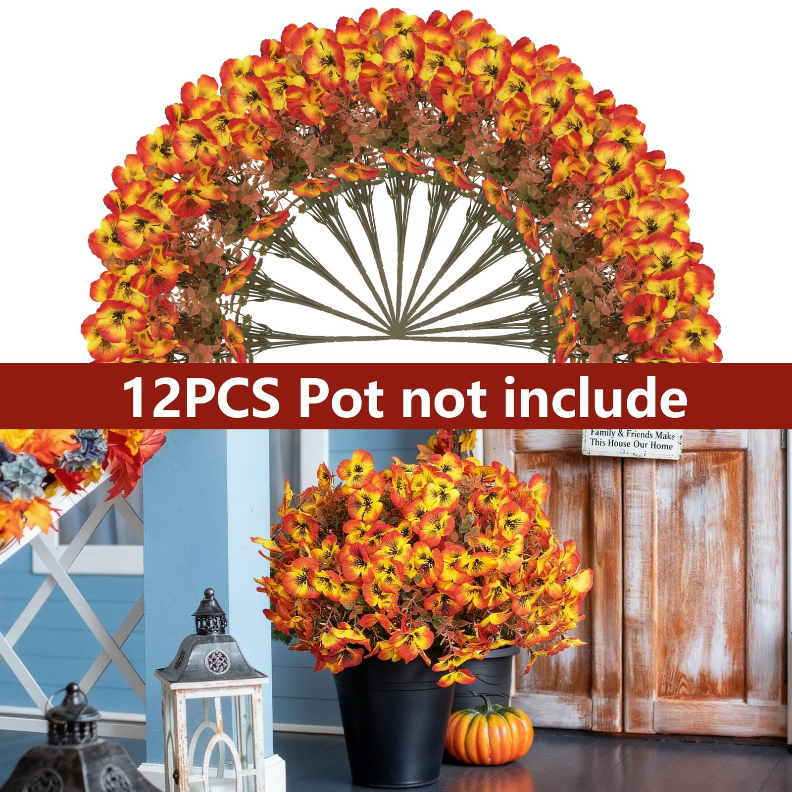 Artificial Flowers Fake Fall Plants for Outside Winter Chrsitmas Decoration, …