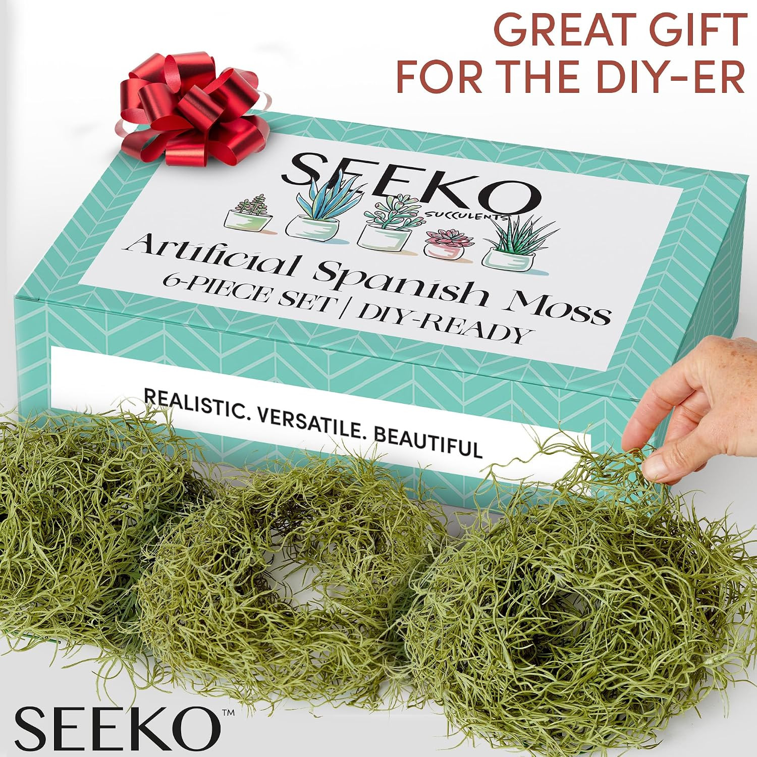 Fake Spanish Moss 6 Pack – Artificial Hanging Moss Decor | 33″ Strands, Faux Mos