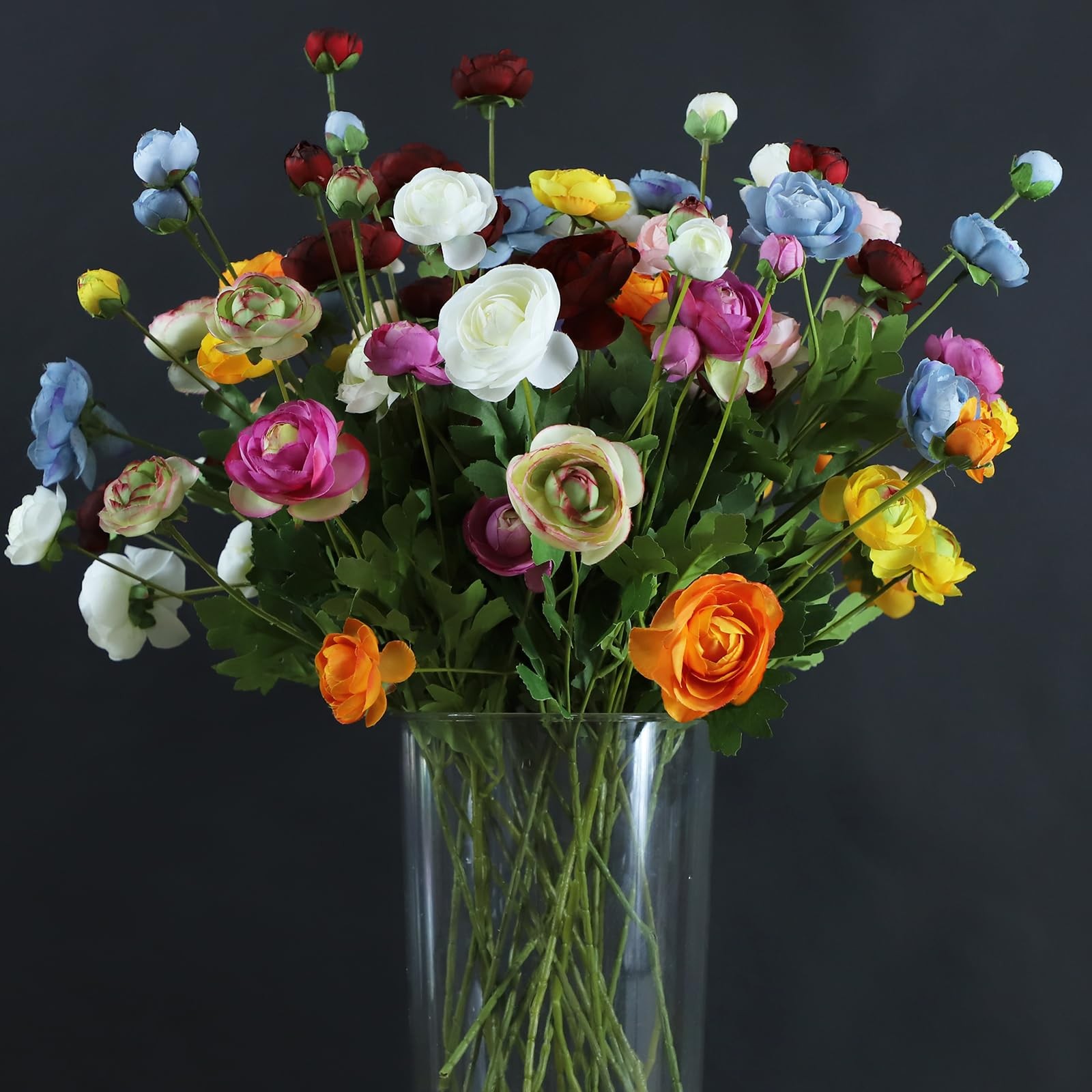 Artificial Silk Flowers Persian Buttercup Bicolor Ranunculus Flower 5 PcsSuit…