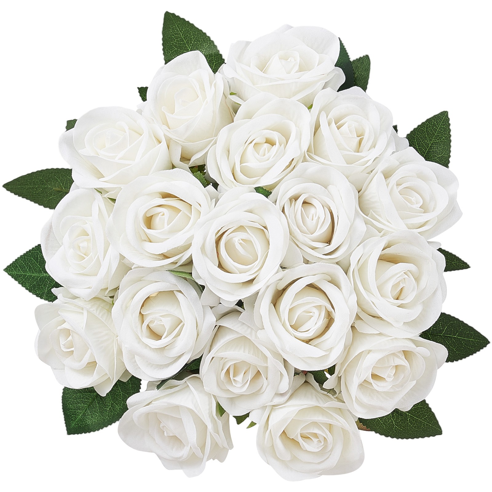 VEVOR 60Pcs White Roses Artificial Flowers Realistic Bouquet for Xmas Home Decor