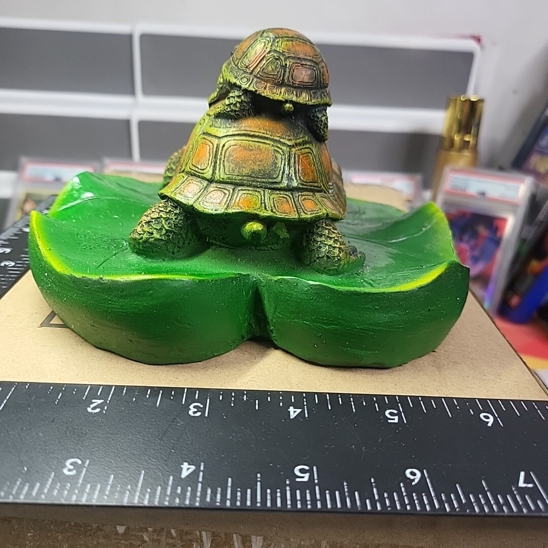 Floating Turtle on Lilly Pad Lotus Resin Pool & Pond Decor 6.5″X4″ Animal Statue
