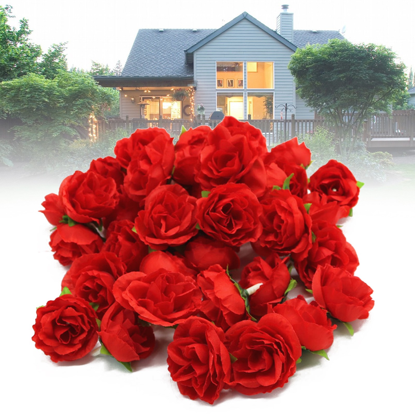 50PCS Beautiful Silk Fake Rose For Wedding Party Decoration Trending