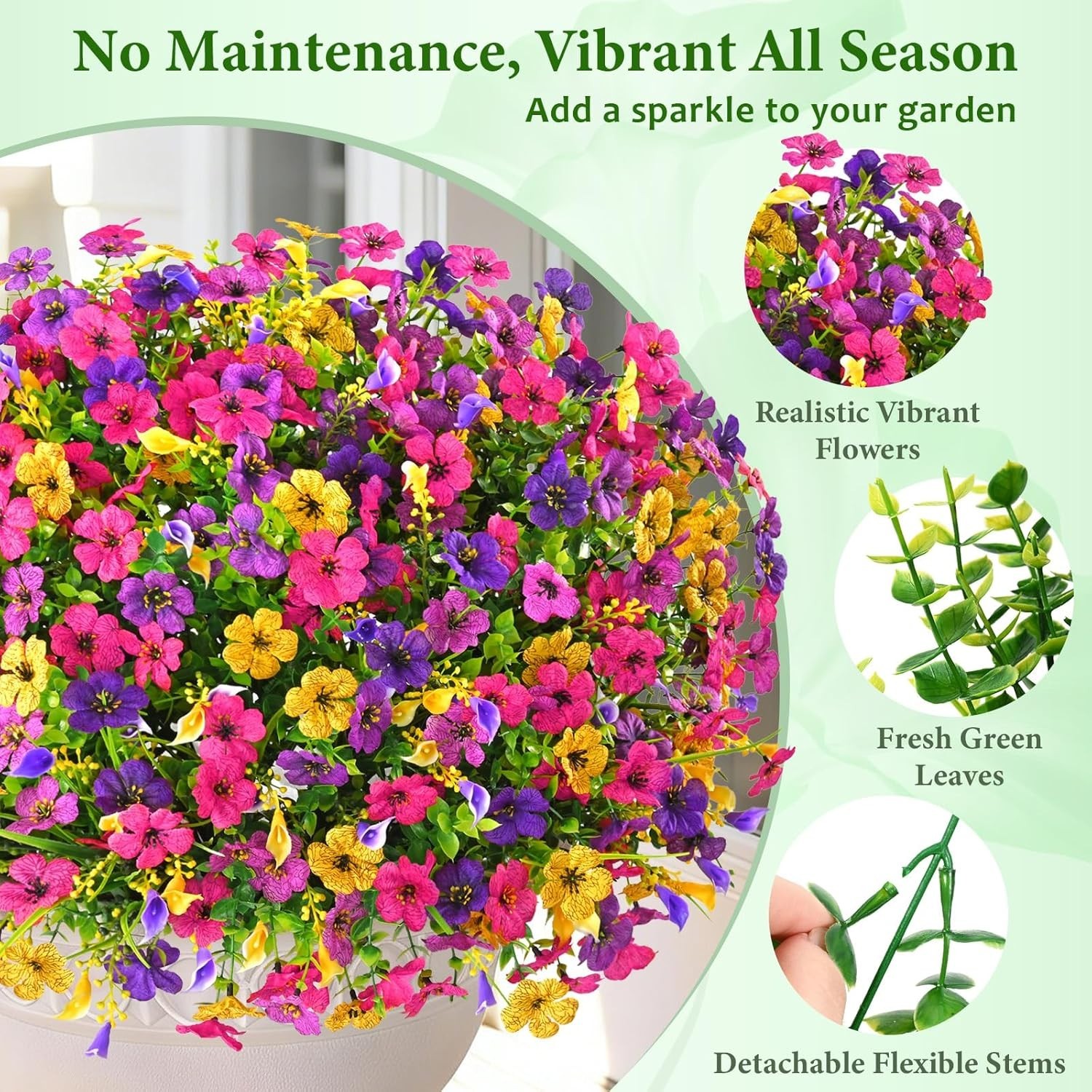 14/22 Bundles Artificial Flowers for Outdoors Decoration, Faux Silk Morning Glor