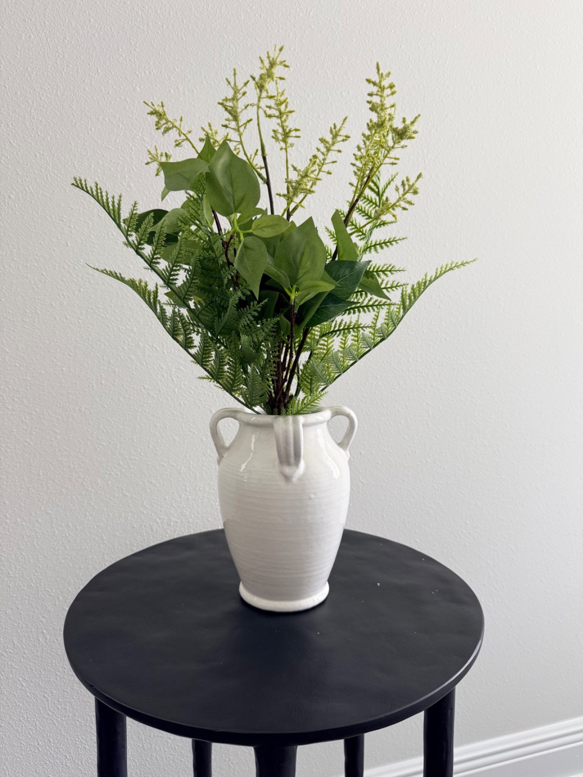 Pottery Barn Faux Wild Floral Bundle, 20″ Greenery With White Blossoms, New