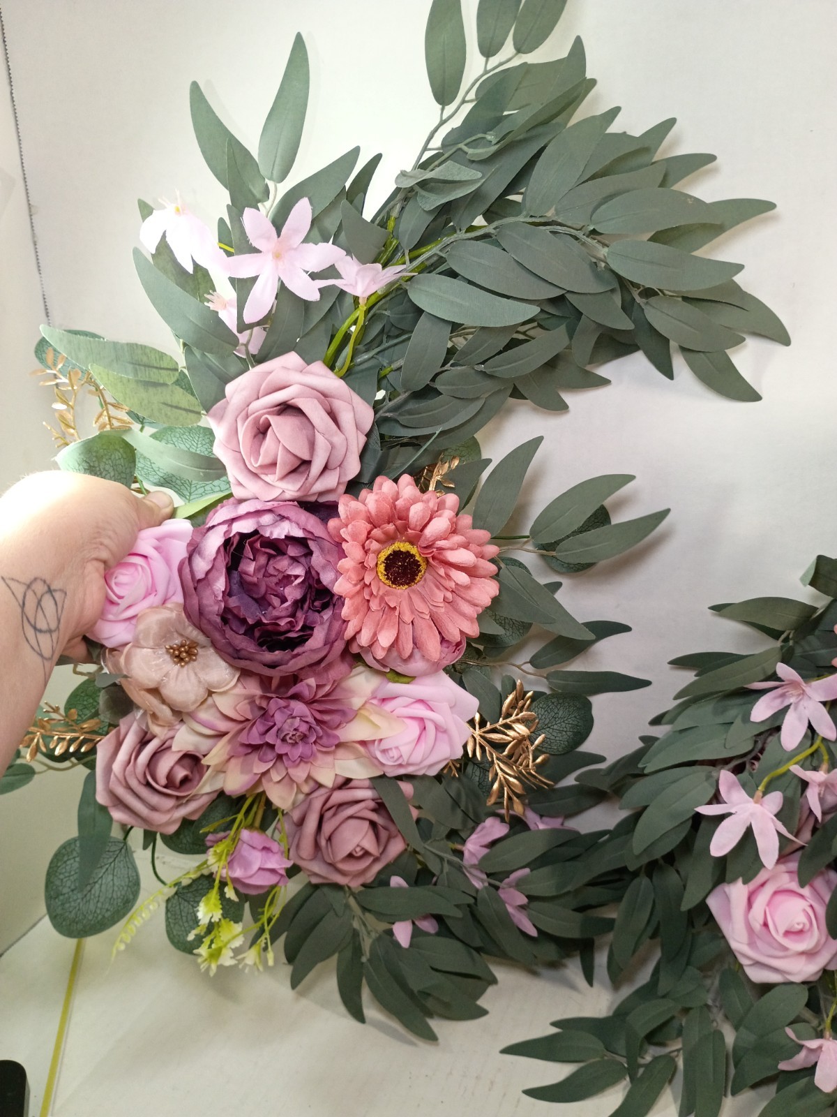 2 Pcs Wedding Arch Flowers Set Wedding Decor Garland Mauve Burgundy