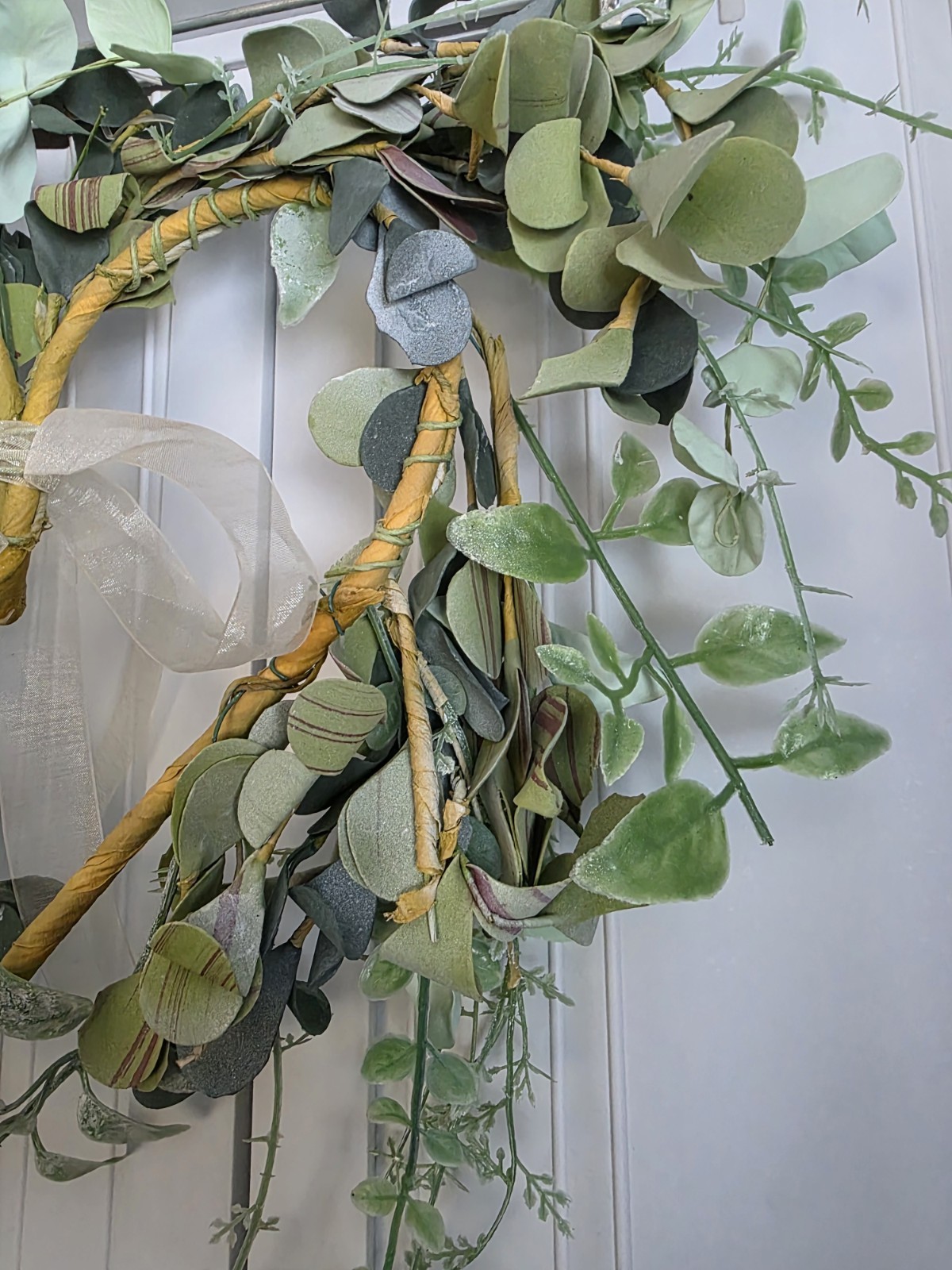 Faux Greenery Heart Shaped with Ribbon in Center Wall Decor Crafts or Gift