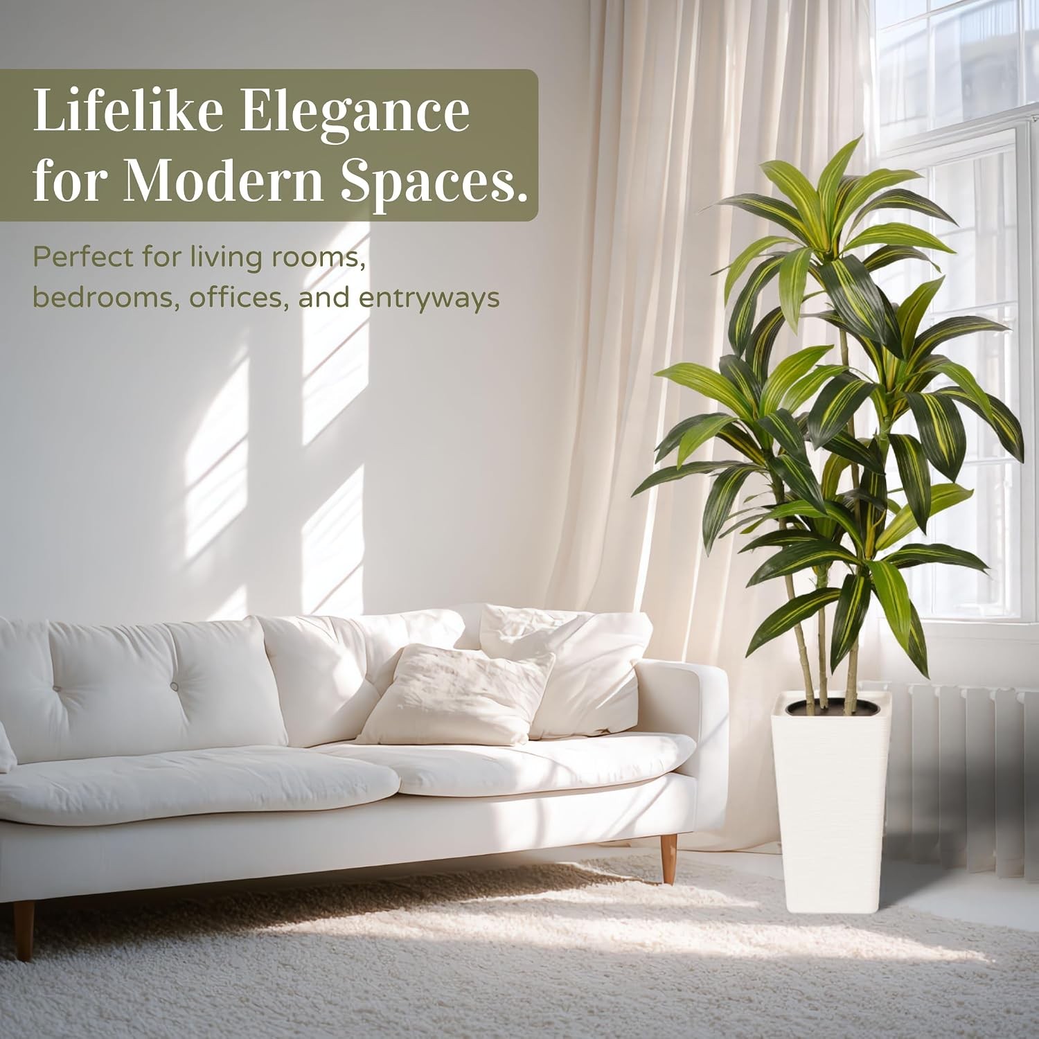 5FT Artificial Dracaena Plant Indoor – Tall Artificial Indoor Tree in Pot,