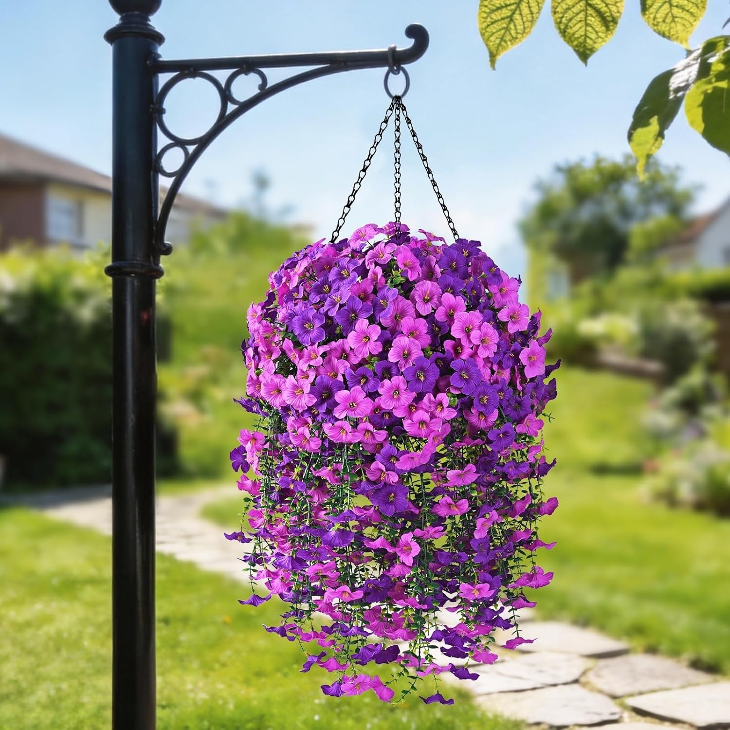 Lifelike Artificial Flowers Set of 2 – Perfect for Hanging Baskets & Patios