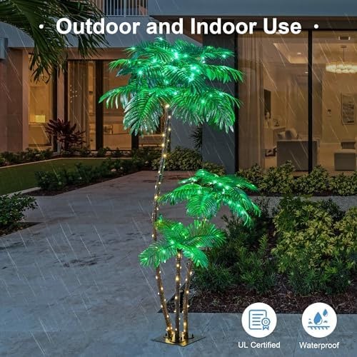 Lighted Palm Tree 6FT 3FT 2FT Artificial Palm Decor for Outdoor 203 LED Light…