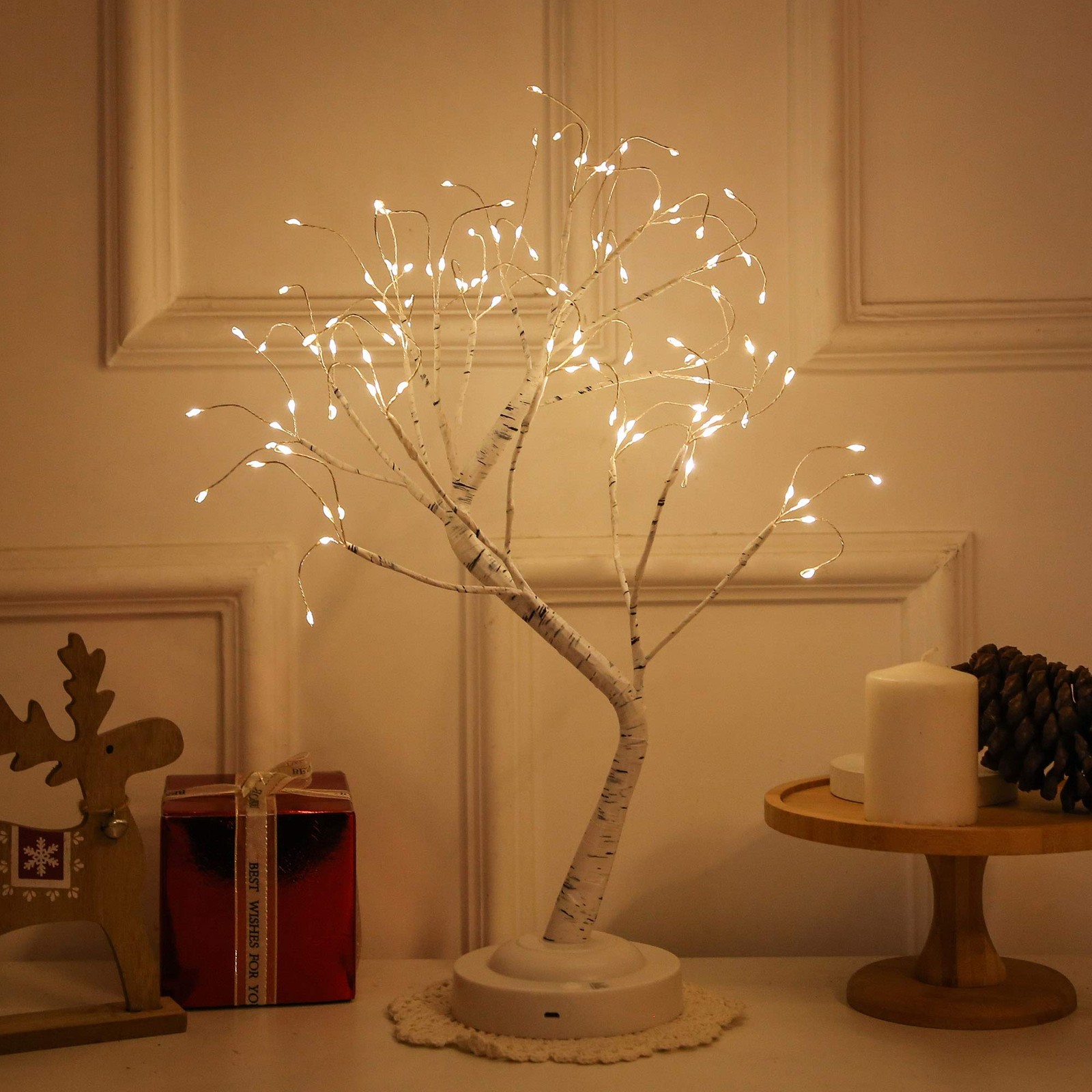 FUCHSUN $$$ 108 LED Birch Tree Light Tabletop Bonsai Fairy Tree Lamp, 8 Light…