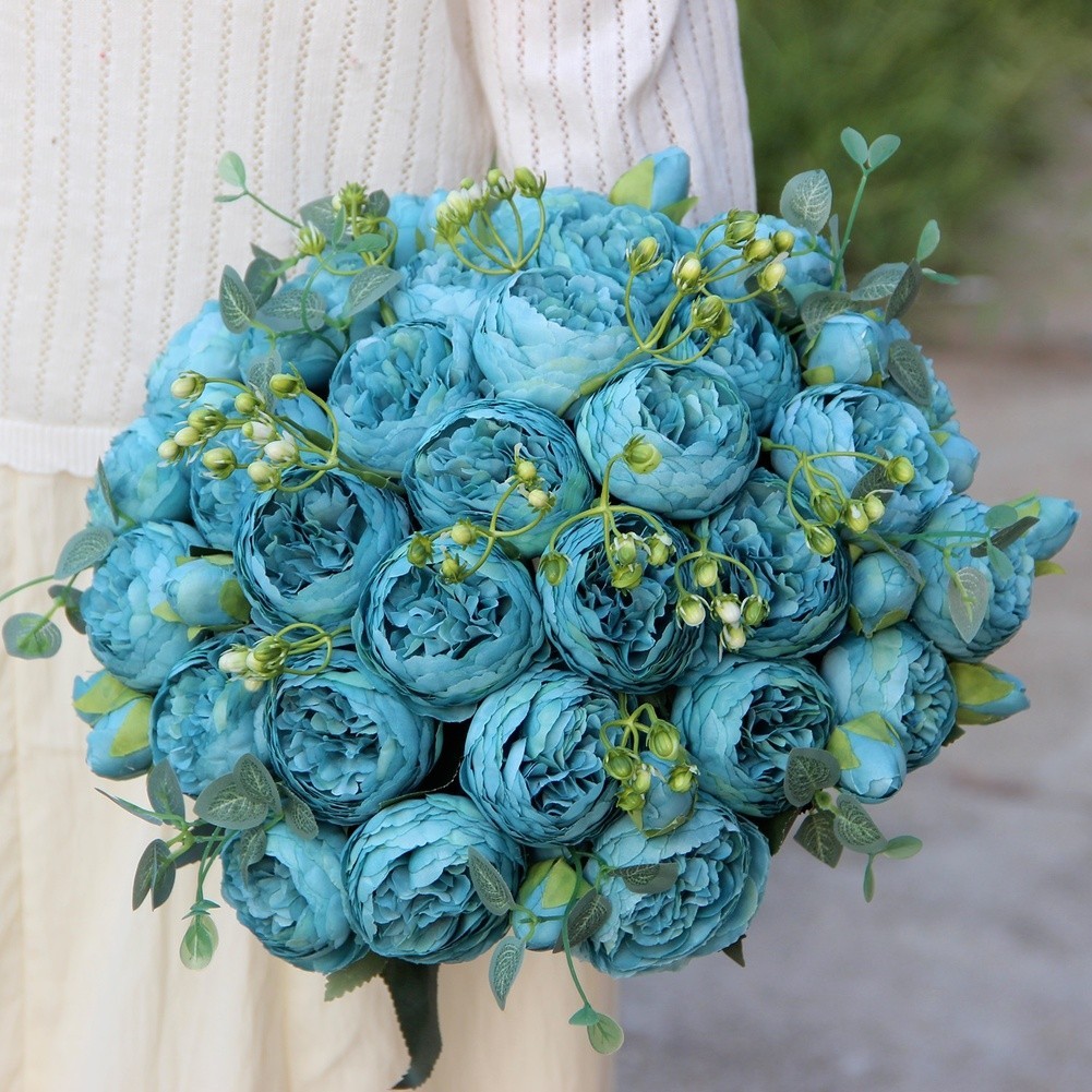 5 Head Peony Rose Bouquet Artificial Flowers for Weddings and Home Decor