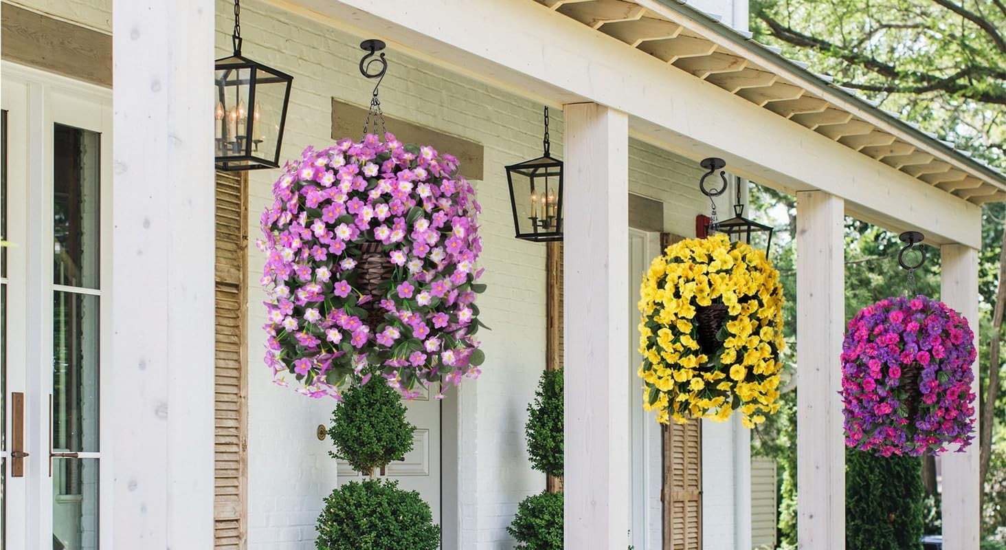 Yellow Morning Glory Hanging Flowers Basket