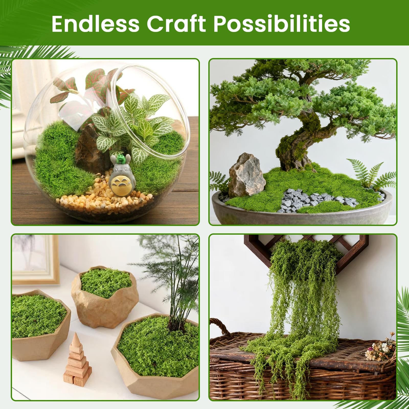 Fake Green Artificial Moss DIY Fairy Garden Decor Table Centerpieces 10.6oz