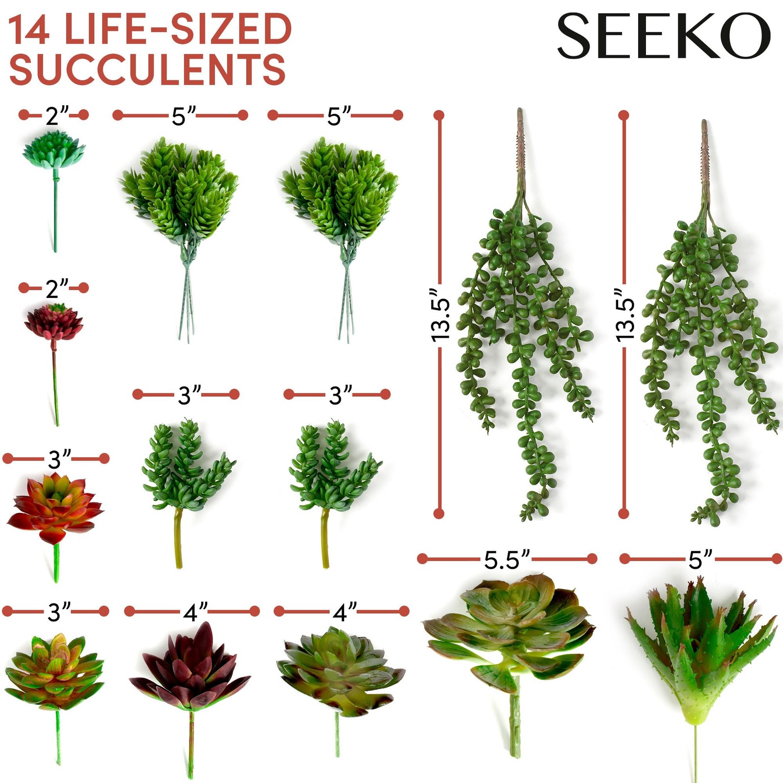 Succulents Plants Artificial 14 Pcs Realistic Premium Fake Succulents Faux fo…