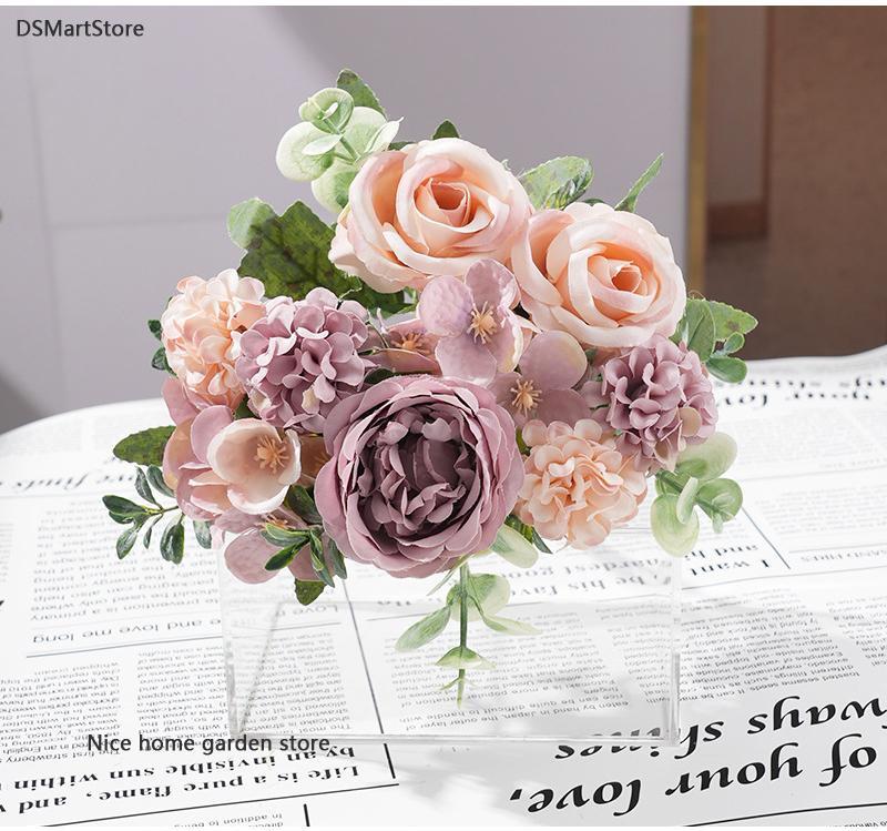 7-head Silk Peony Rose & Hydrangea Bouquet – Elegant Decor for Home & Events