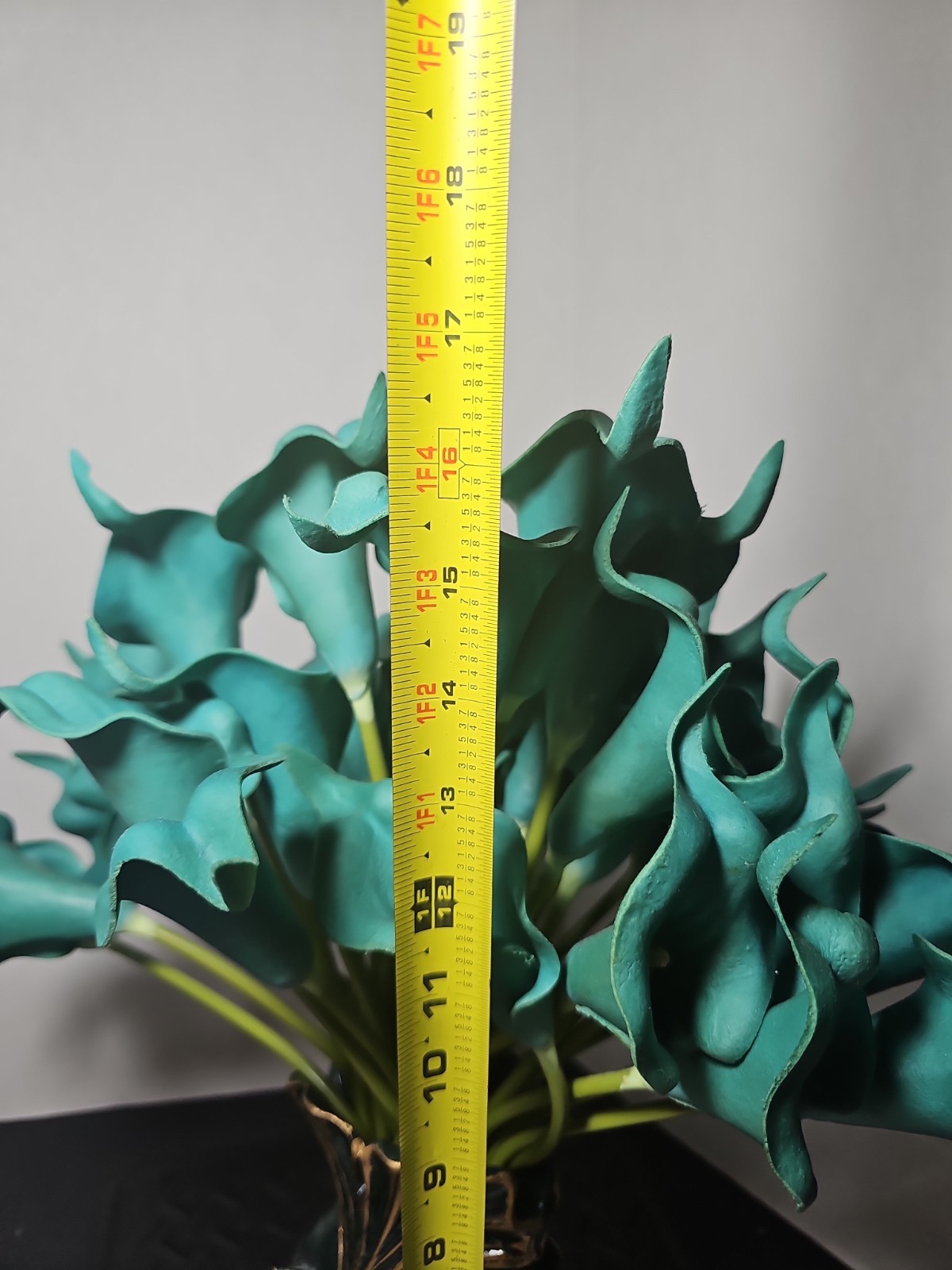 Teal Calla Lily Artificial Flowers Bouquet Wedding Centerpiece Pretty Green Vase