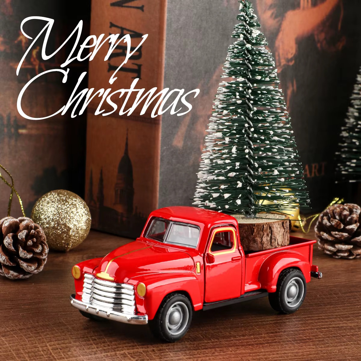 Mini Truck+Christmas Tree 2-Piece Ornament Set; a Good Thing for Home Atmosphere