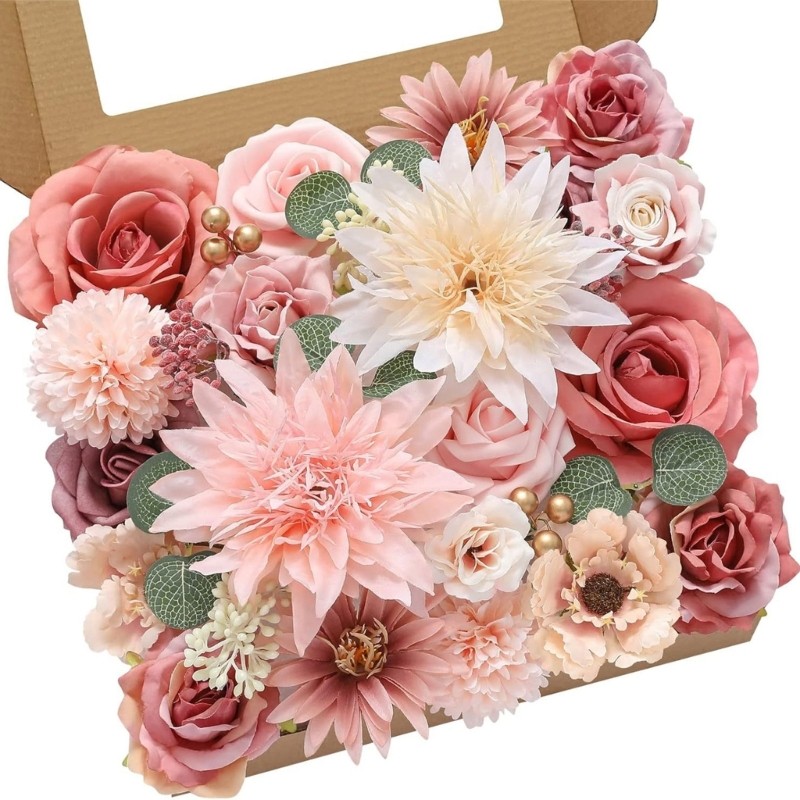 Artificial Silk Flower Assorted Color Fabric Flower Wedding Flowers Gift Box