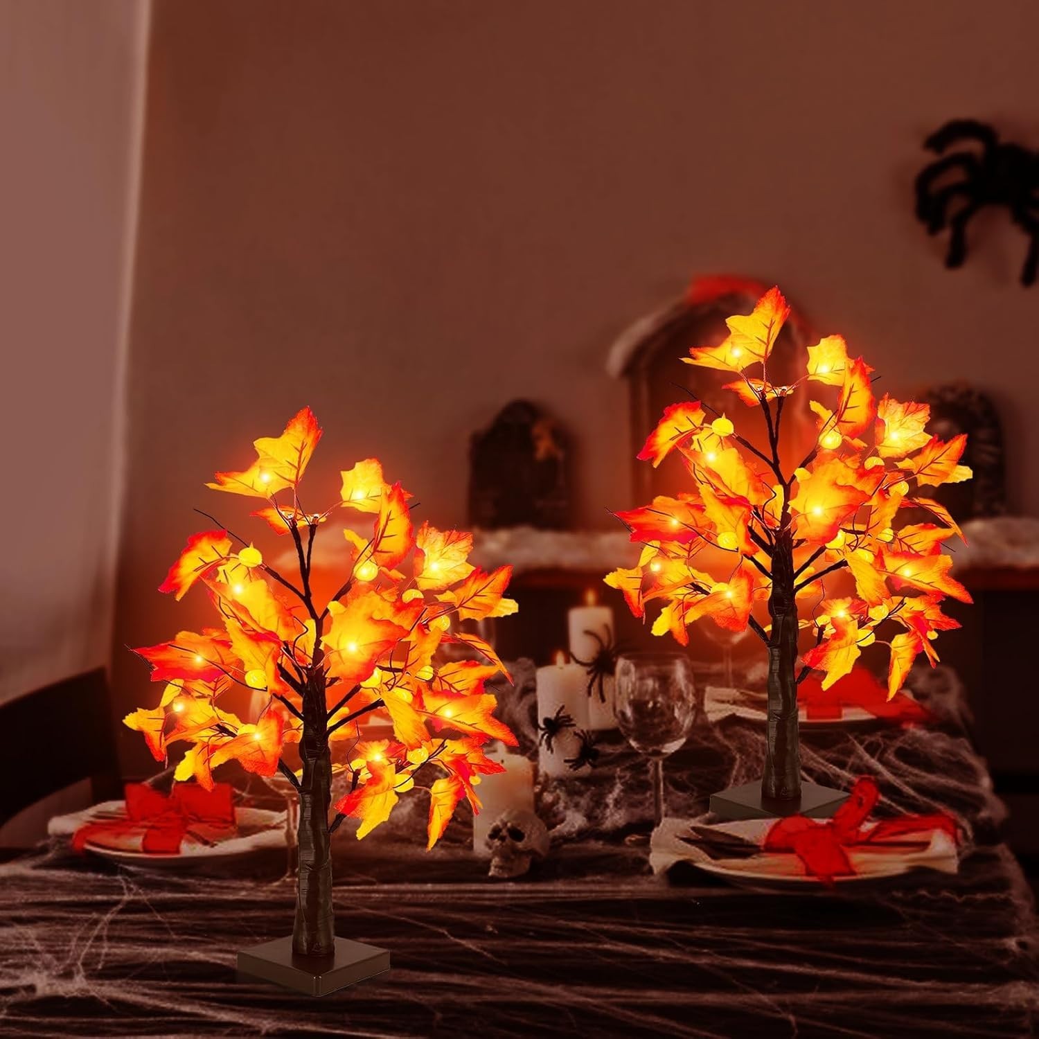 “18”” Lighted Artificial Pumpkin Tree Fall Farmhouse Decorations For Home Table