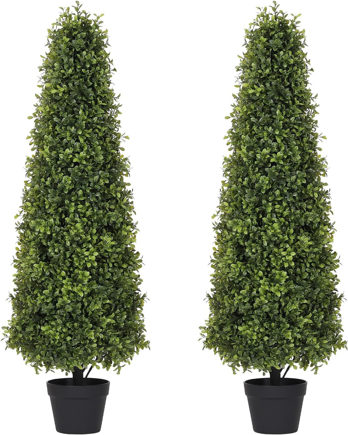 Set of 2 UV Resistant 4Ft Artificial Boxwood Topiary Trees for Outdoor Decor