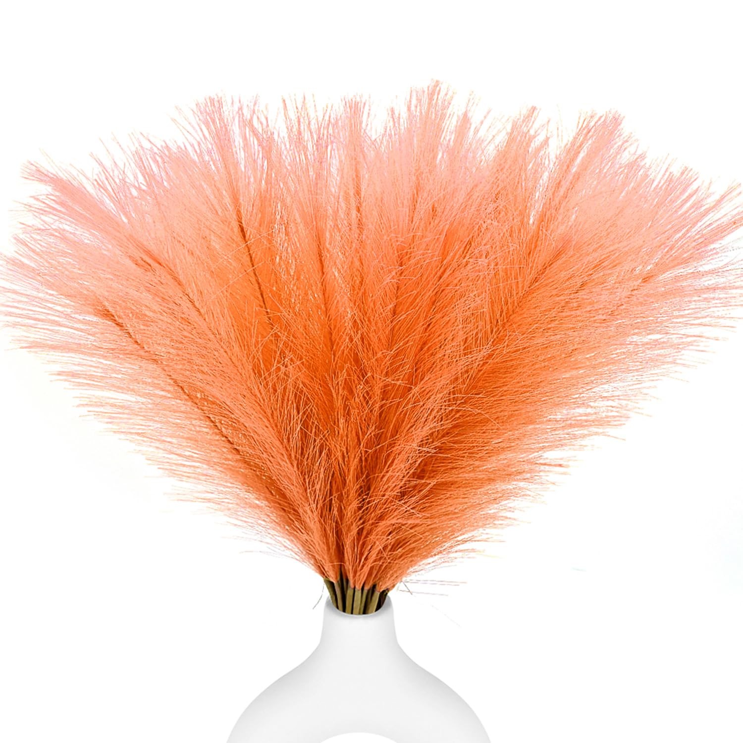 30pcs Orange Faux Pampas Grass Decor, 17.7inch Short Artificial Pompous Grass…