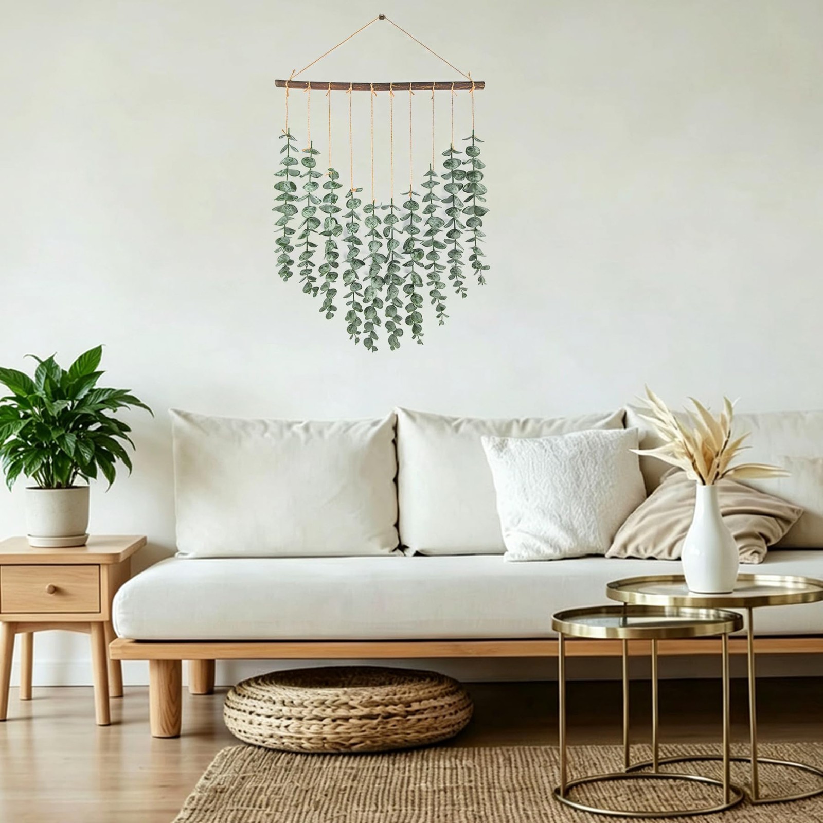 Artificial Eucalyptus Wall Hanging Decor Fake Greenery Leaves Plant Stems for…
