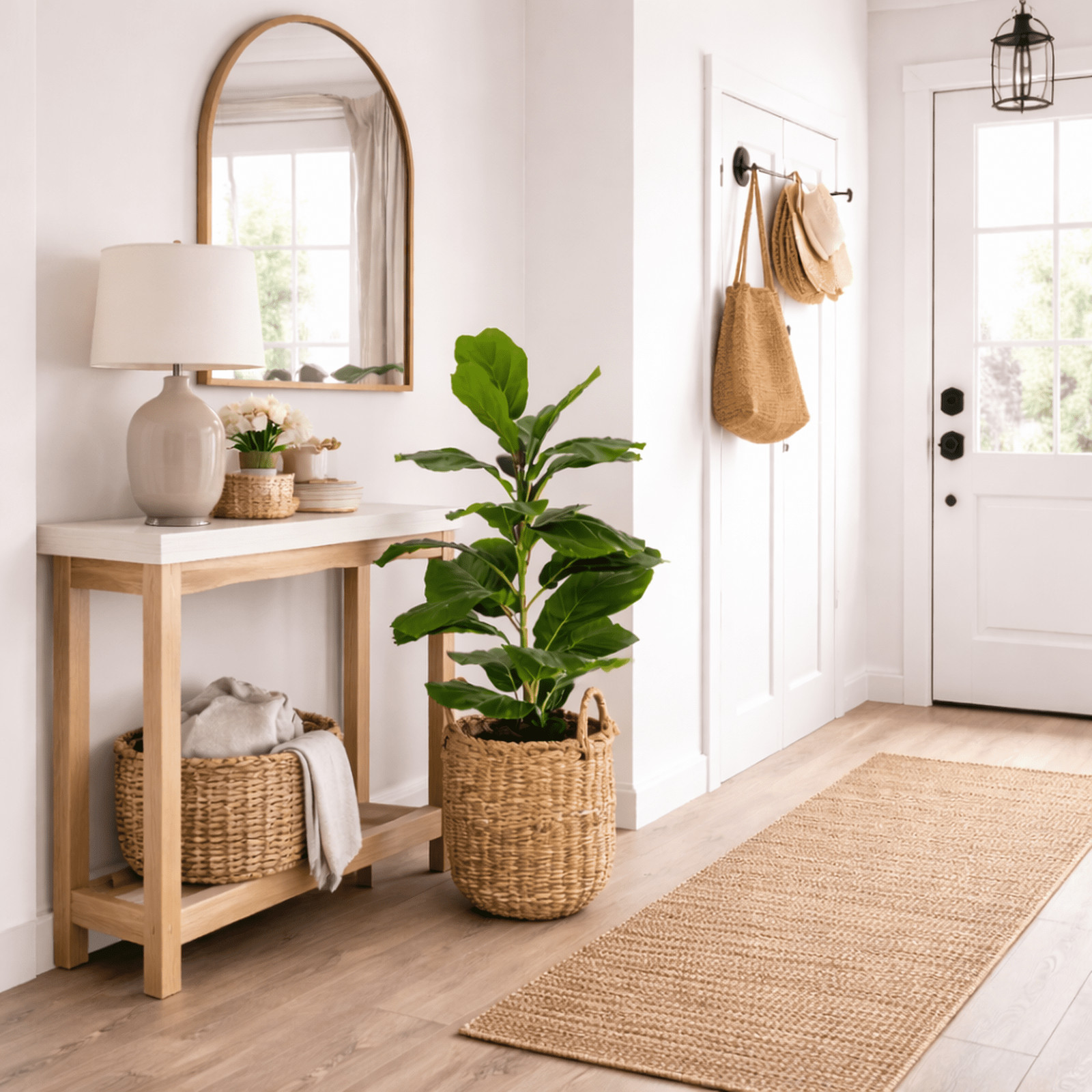 Artificial Plant, 2.5 ft Artificial Fig Plant in Handwoven Basket by LCG Florals