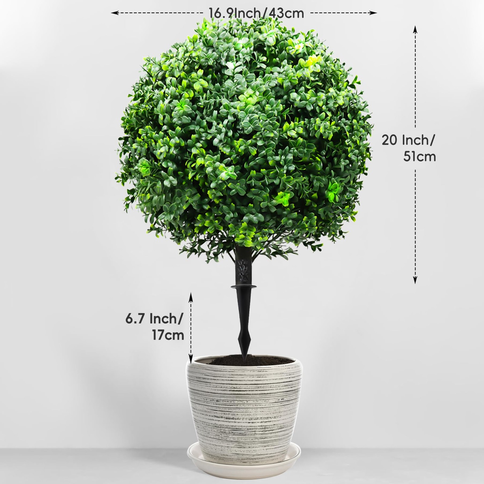 26-Inch Artificial Topiary Boxwood Trees (Set of ) – Lifelike, UV-Resistant D…