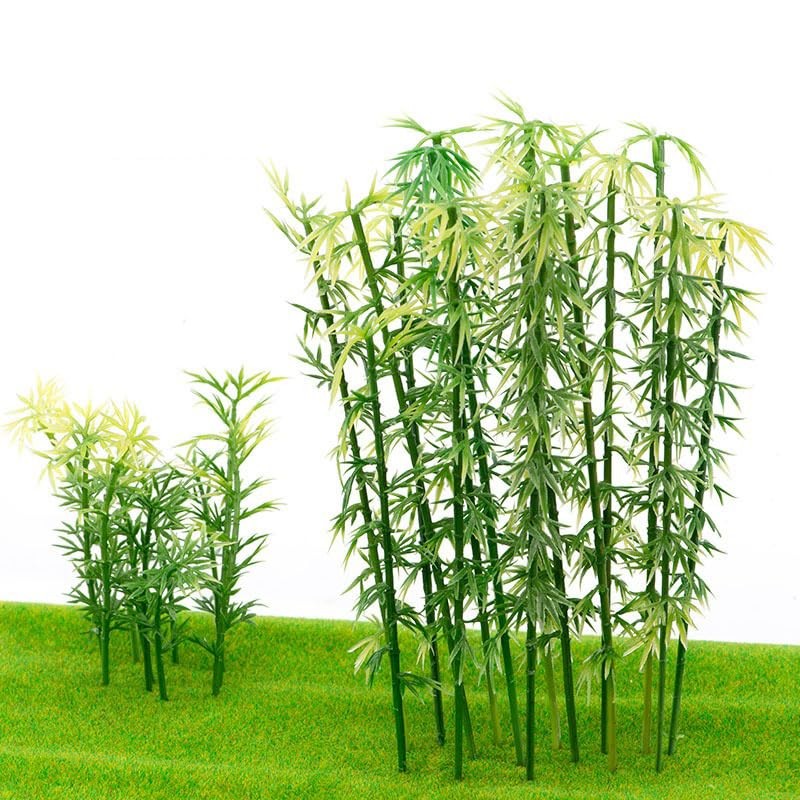 Model Miniature Bamboo Trees, 100PCS Green Plastic Bamboo Trees, 5 Sizes Arti…
